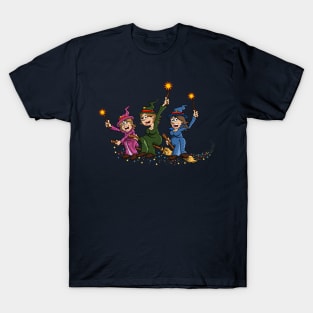 Three happy witches on a broom T-Shirt